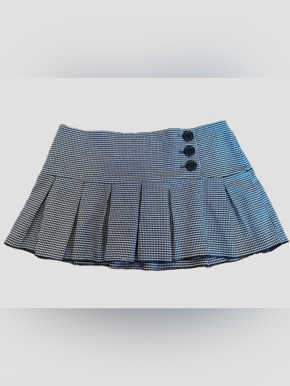 Houndstooth Pleated Mini Skirt - Black & White